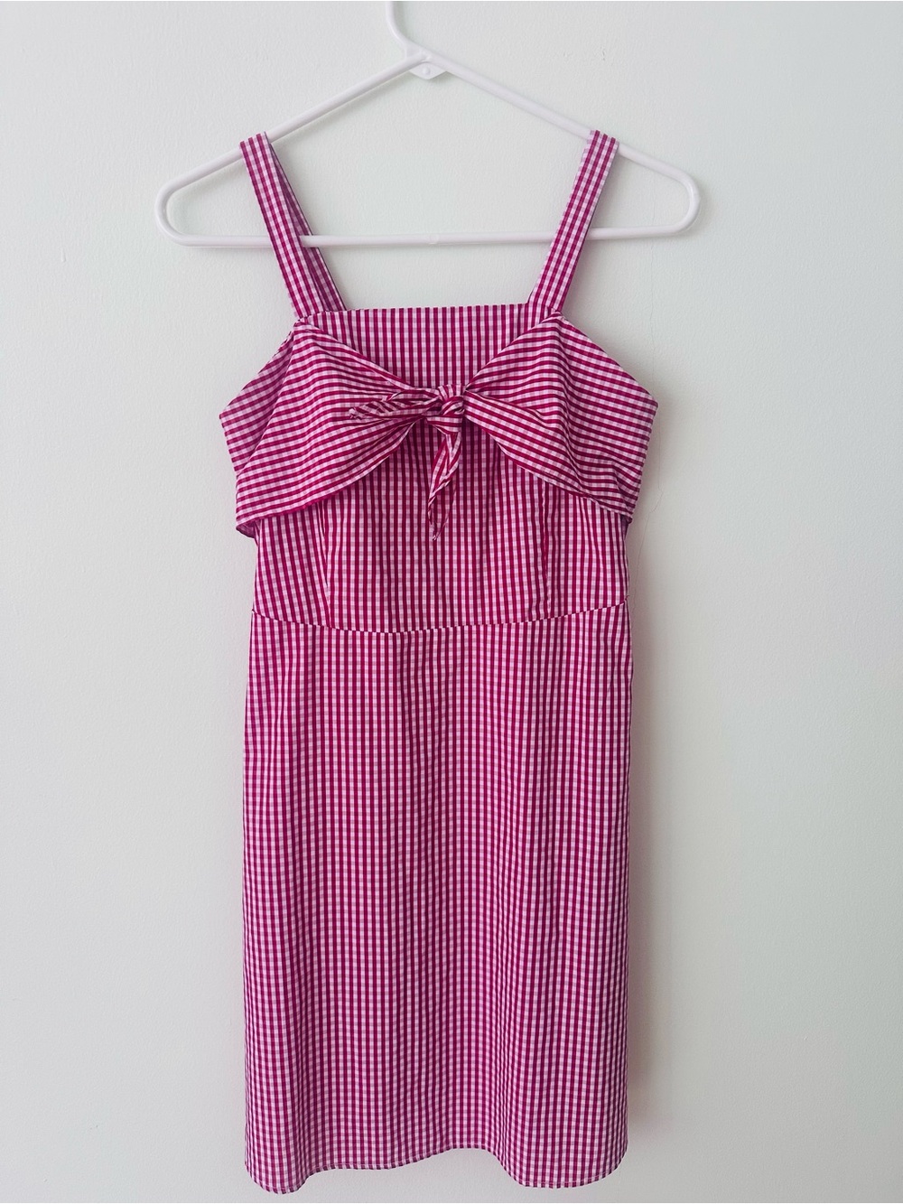 Monteau Girl Pink White Gingham Tie Front Sleeveless Dress Size 14 XL